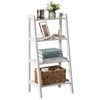 Basicwise Decorative White Wooden Modern 4-Tier Ladder Bookshelf, Flower and Plant Display QI004376.WT